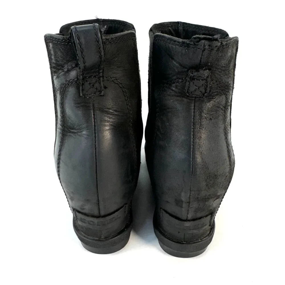 SOREL Womens Joan Of Artic ii Chelsea Hidden Wedge Black Ankle Boots Size 8